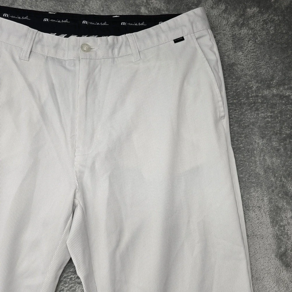 Travis Mathew Golf Pants Mens 38x34 White Micro Stripe Performance Stretch